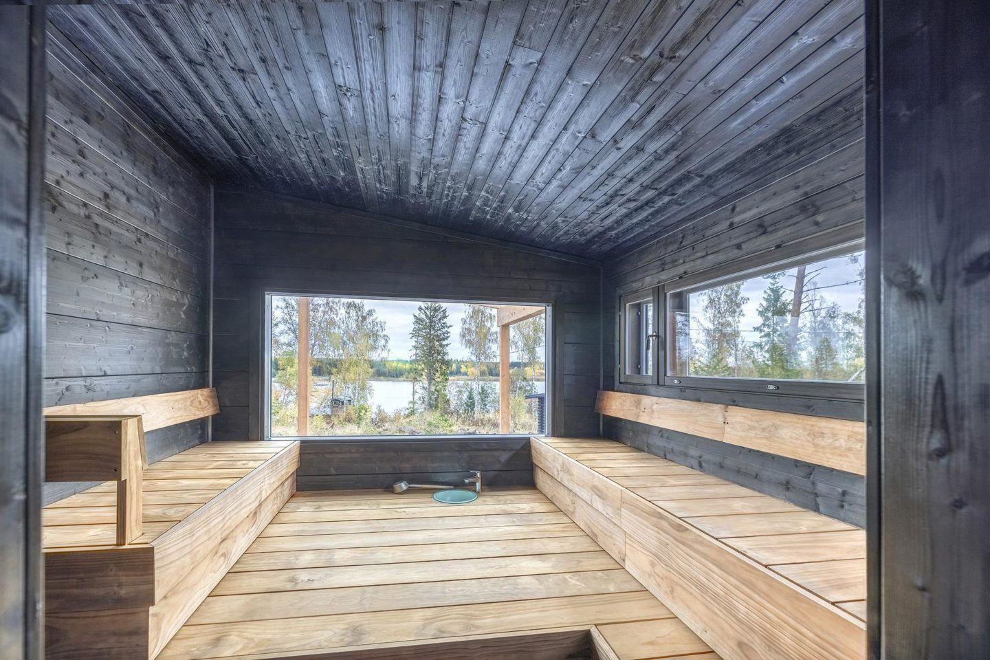 Finnlamelli hirsitalo tumma sauna